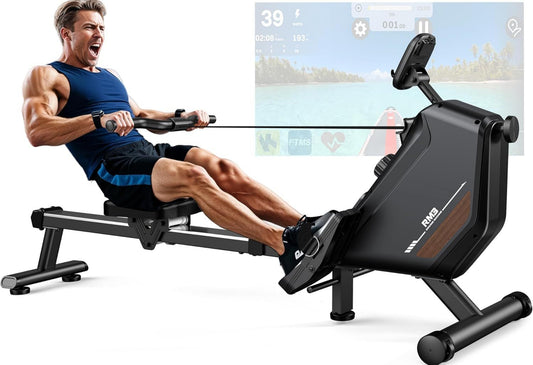 Rameur: résistance magnétique, résistance réglable, connexion Bluetooth, 170 kg