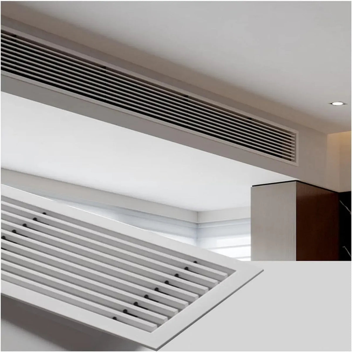 idéale pour le salon et le garage, Grille de ventilation rectangulaire à lames réglables en ABS et acier pour climatisation centrale, 100 x 20 cm