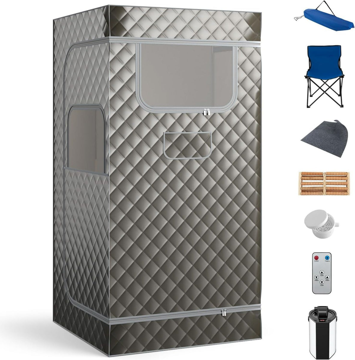 COSTWAY Sauna vapeur portable – sur pied, pliable, format portable, 3L, 9 Niveau x, gris
