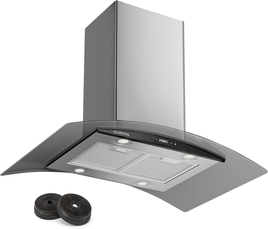 Klarstein Hotte aspirante, 90 cm, 600 m3/h, hotte de cuisine, silencieux, de Cuisine 90cm avec Lampes LED, Filtre à Graisse en Aluminium
